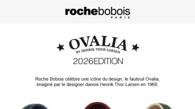 Newsletter de Roche Bobois : Ovalia, une icône réinventée