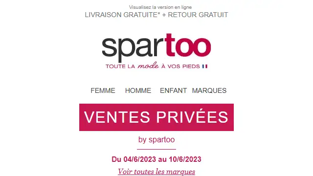 Newsletter de Spartoo : Jusqu&rsquo;à -50 %, faites-vous plaisir chez Spartoo sur Les Petites Bombes, Aldo et Le Temps des Cerises en livraison gratuite