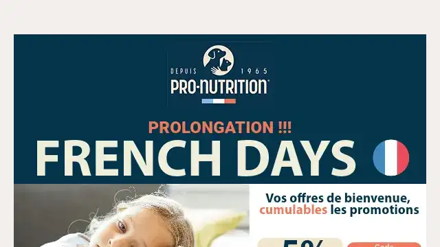 Newsletter de Pro Nutrition : FRENCH DAYS 🔵⚪🔴 Derniers jours !