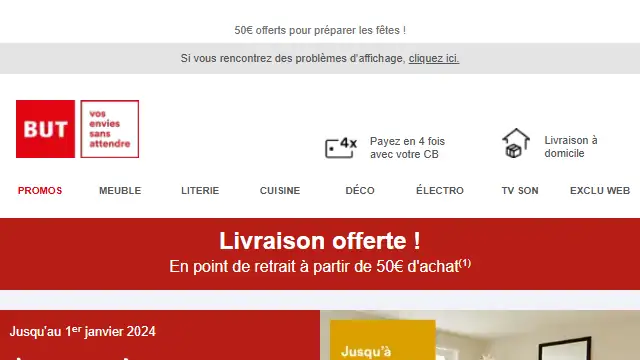 Newsletter de But : Black Friday jusqu&rsquo;à -50% et les promos de Noël à découvrir