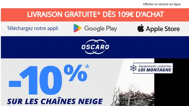 Newsletter de Oscaro : [PROMO] -10% sur les chaines Polaire