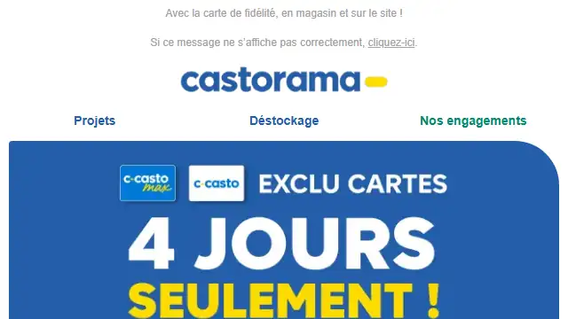 Newsletter de Castorama : Profitez de 15€ offerts tous les 100€ d’achats !