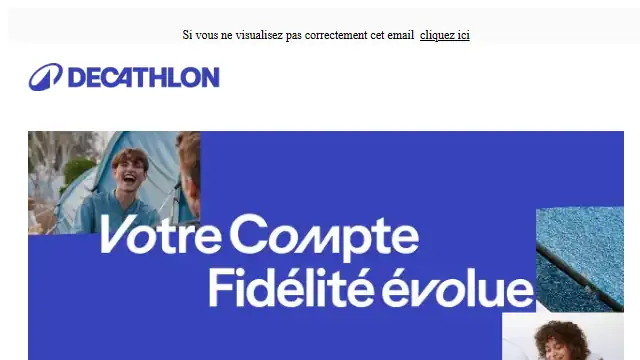 Newsletter de Decathlon : Le Compte Fidélité évolue à compter du 1er mars