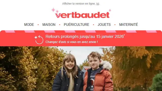 Newsletter de Vert Baubet : 🔴 STOP : -30% sur TOUS les manteaux !