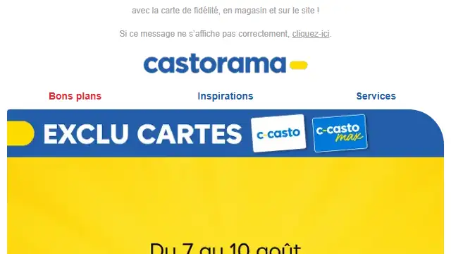 Newsletter de Castorama : Profitez de 15€ offerts tous les 100€ d’achats !