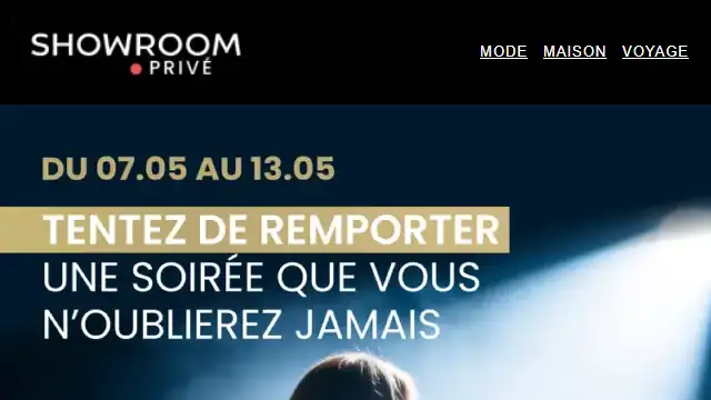 Newsletter de Showroom privé : Une icône. Une scène. Showroomprivé vous emmène au concert.🎤