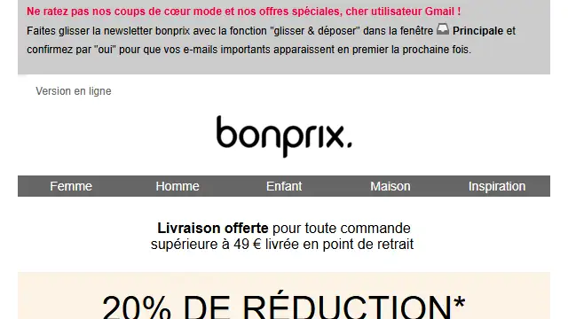 Newsletter de Bon prix : Votre cadeau : 20% de réduction