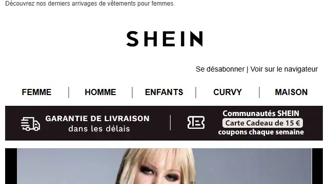 Newsletter de Shein : -25% en plus & À partir de 4,99€！Découvrez notre sélection de vêtements pour femmes à prix mini !
