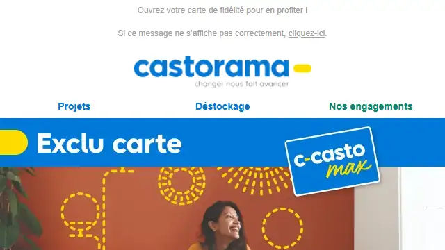 Newsletter de Castorama : Vos achats comptent double avec la carte C-Casto Max !
