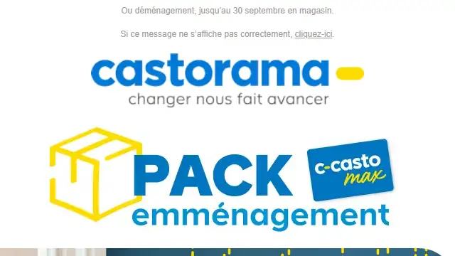 Newsletter de Castorama : Profitez de -15% pour votre emménagement au lieu de -10% !