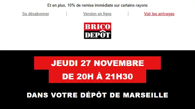 Newsletter de Bricodépôt : 🚨 N&rsquo;oubliez pas notre soirée privée Black Week