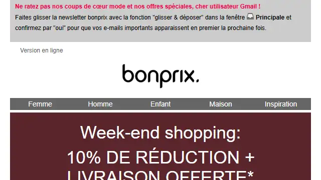Newsletter de Bon prix : Profitez de 10% de réduction + la livraison offerte 🤩