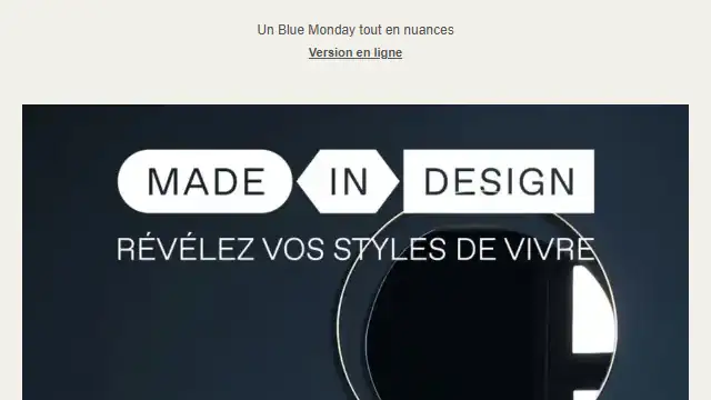 Newsletter de Made in Desing : Du bleu à la carte