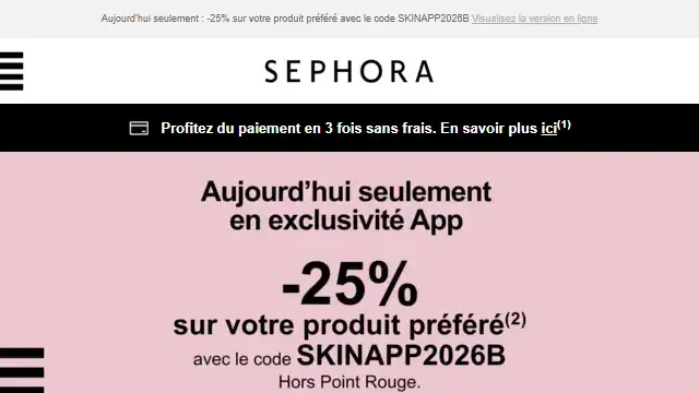 Newsletter de Sephora : Votre offre exclusive sur l&rsquo;App 📲