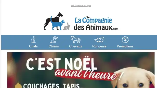 Newsletter de La compagnie des animaux : Noël avant l’heure : Jusqu&rsquo;à -15% ! 🎄🎁