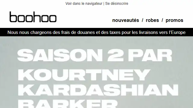 Newsletter de Boohoo : Le kiff du lundi dans ce mail 📭