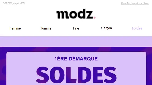 Newsletter de Modz : HAPPY SOLDES 😎 -10% en plus dès 2 articles achetés