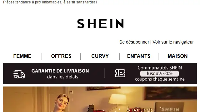 Newsletter de Shein : À partir de 2,49€ ! C&rsquo;est le moment idéal pour se faire une nouvelle garde-robe !