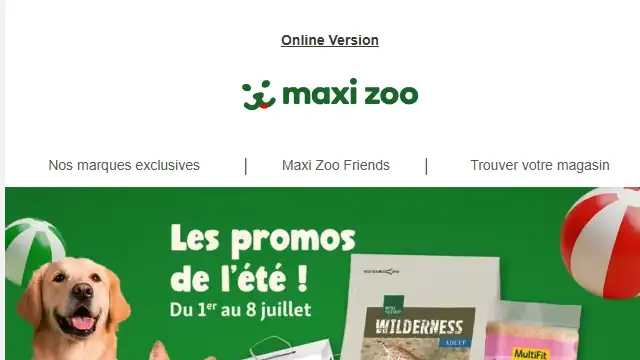 Newsletter de MaxiZoo : Remplissez vos placards de promos 😻
