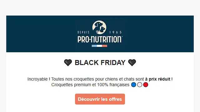 Newsletter de Pro Nutrition : BLACK FRIDAY 🖤 Jusqu&rsquo;à -10% sur nos croquettes