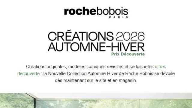 Newsletter de Roche Bobois : Créations Automne-Hiver Roche Bobois