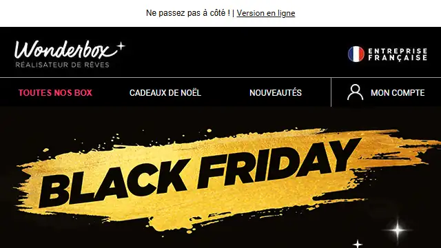 Newsletter de Wonderbox : ⚡BLACK FRIDAY : dernières heures à -20%