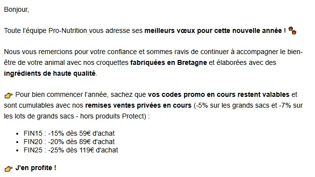 Newsletter de Pro Nutrition : Bonne année 2026 ✨