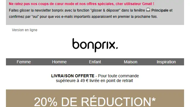 Newsletter de Bon prix : -20% sur votre nouvelle tenue d&rsquo;automne 🍂