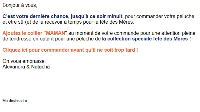 Newsletter de La pelucherie : [Fête des mères] Votre peluche peut encore arriver à temps !