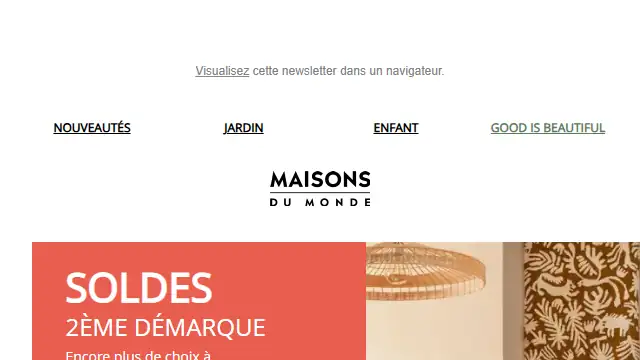 Newsletter de Maison du monde : Encore plus de choix à -50% 🔥