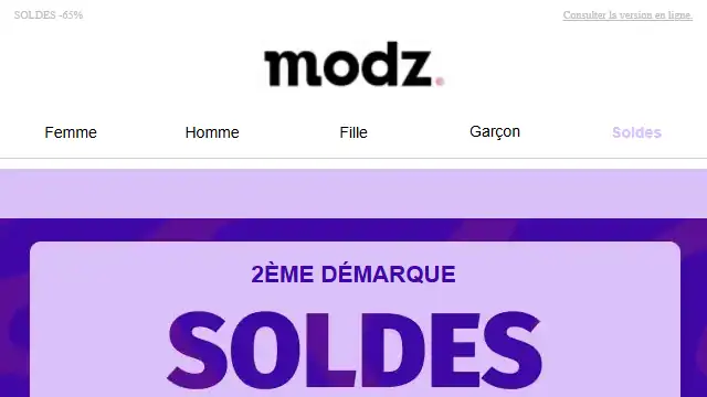 Newsletter de Modz : BLUE MONDAY 💙-20% en plus des soldes dès 50€ d&rsquo;achat