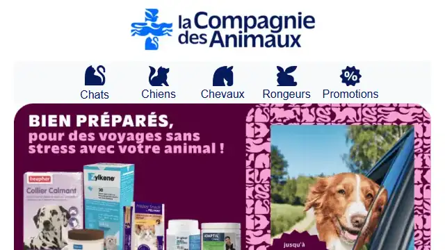Newsletter de La compagnie des animaux : Partez en voyage sans stress !