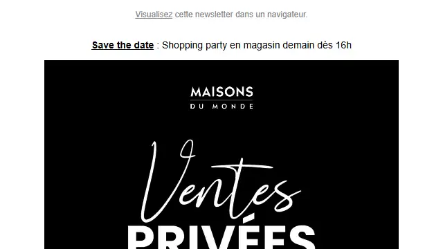 Newsletter de Maison du monde : Ventes privées : De -10% à -60%, c&rsquo;est parti !