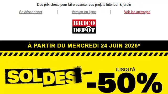 Newsletter de Bricodépôt : 🚨 Soldes d&rsquo;été : c&rsquo;est maintenant !