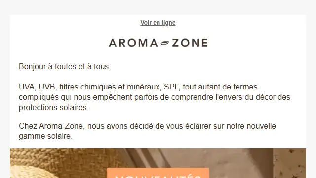Newsletter de Aroma Zone : Tous nos secrets pour une peau protégée 🤫