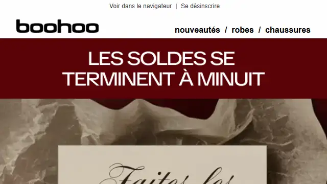 Newsletter de Boohoo : SOLDES Dernières heures ⌛‼️